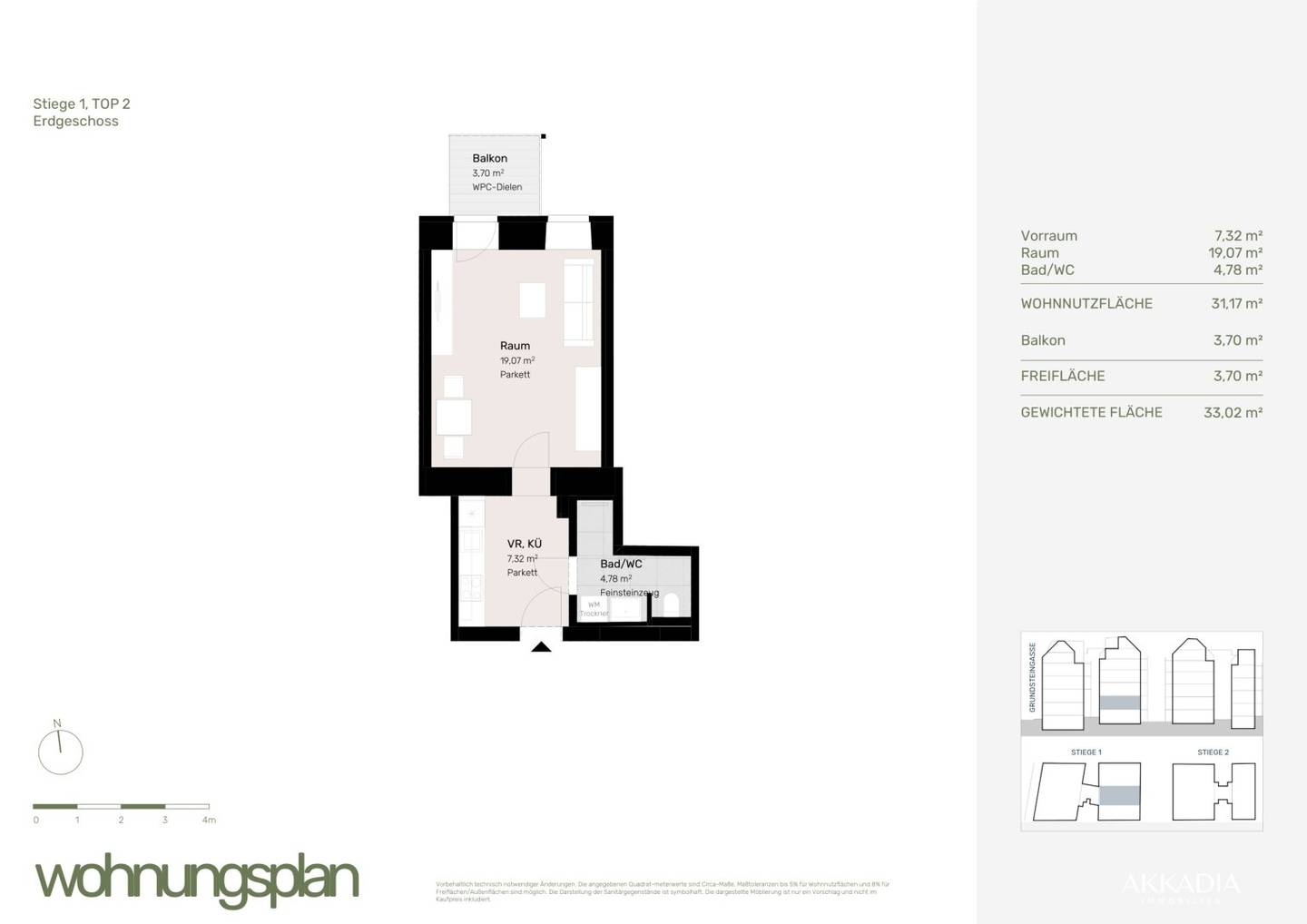 Compact ground floor apartment with balcony in an old building