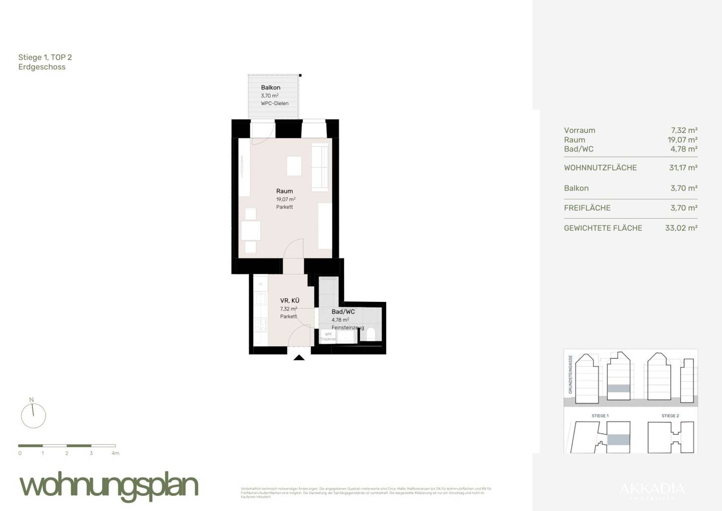 Compact ground floor apartment with balcony in an old building