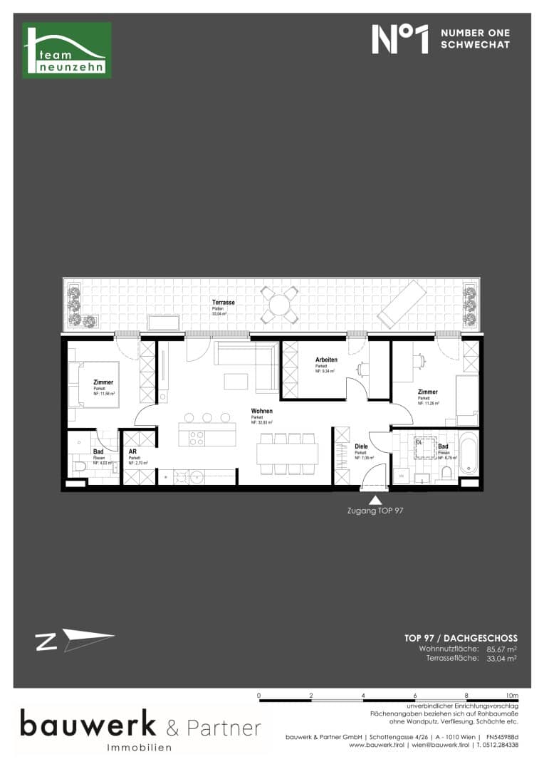Top floor apartment brand new with terrace at the Main Square