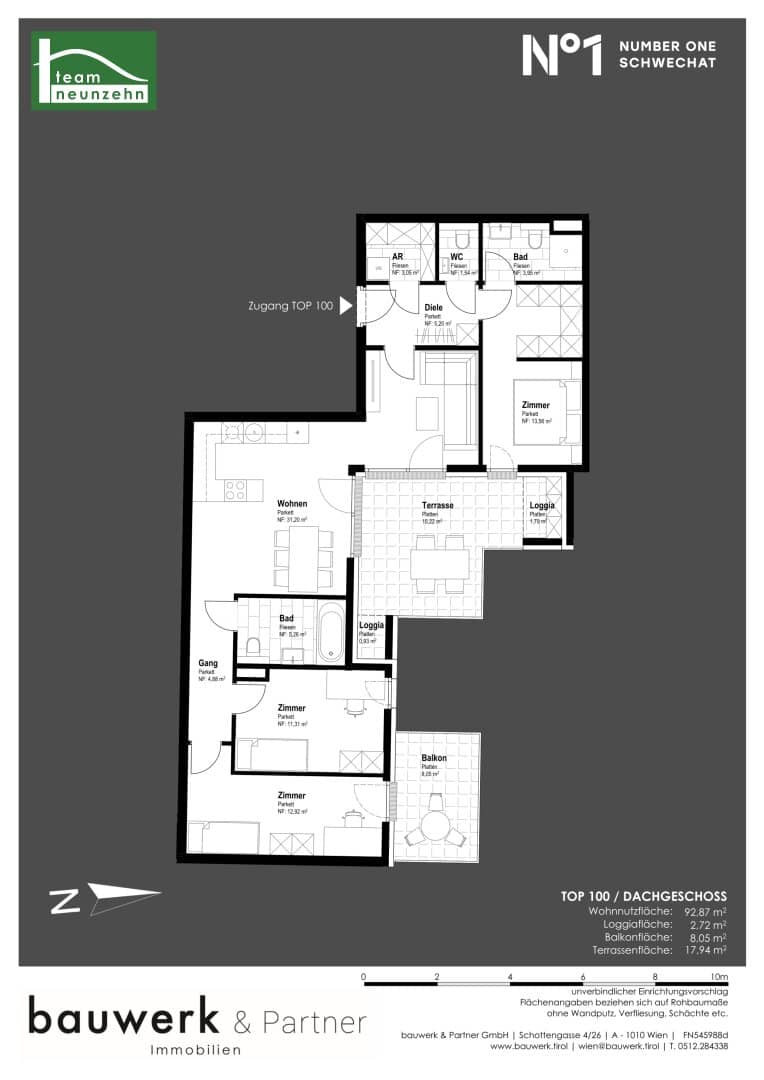 Dachgeschosswohnung mit Balkon Terrasse und Loggia am Hauptplatz