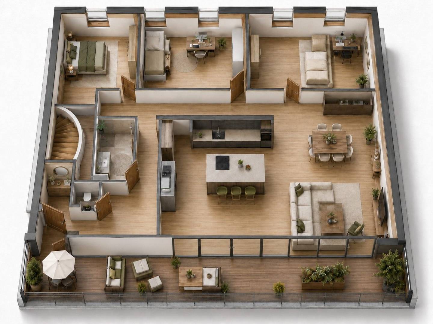 Apartment planning approved attic with park view