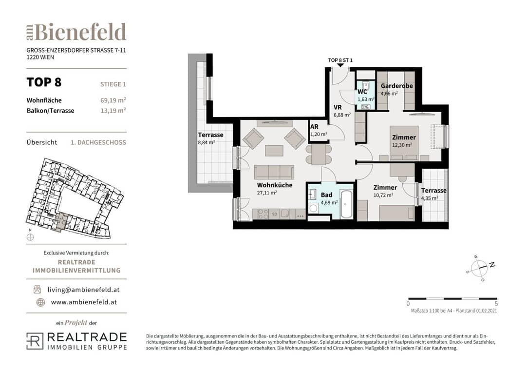 Apartment with two terraces ready to move in