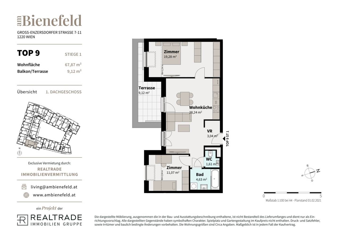 New build apartment with terrace Donaustadt U2