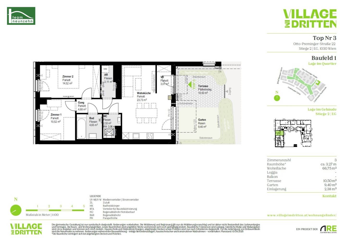 Neubauwohnung mit Terrasse und Garten