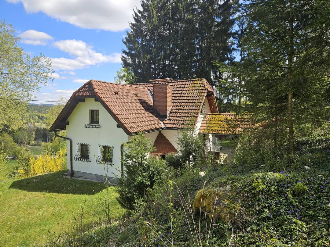 Sternchenbau at the forest edge with garden and green views
