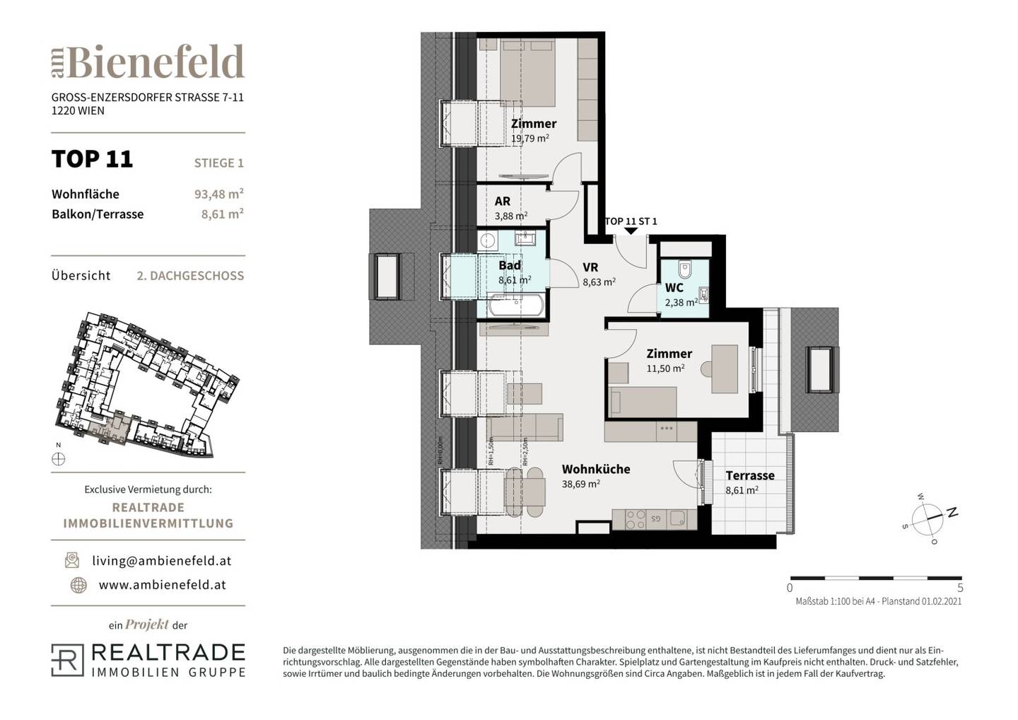Apartment on the second attic floor with a spacious terrace
