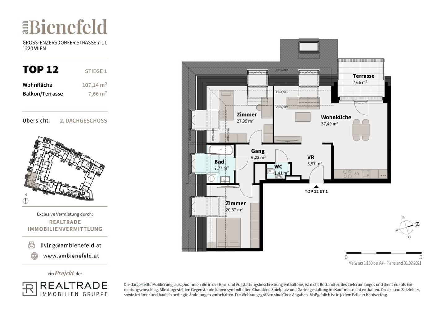 Top floor apartment with terrace ready for move in