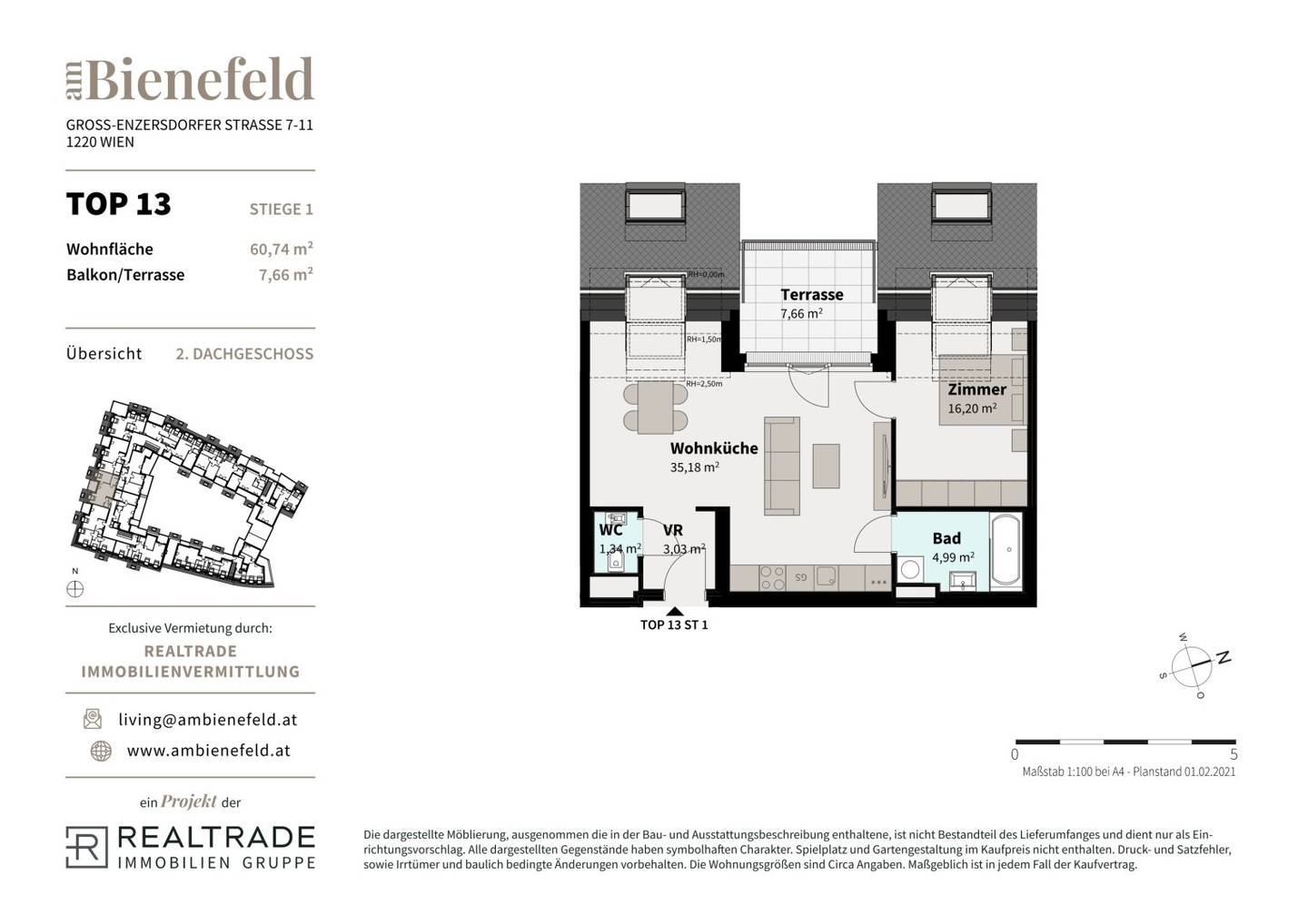 Attic apartment with west facing terrace ready for immediate move in