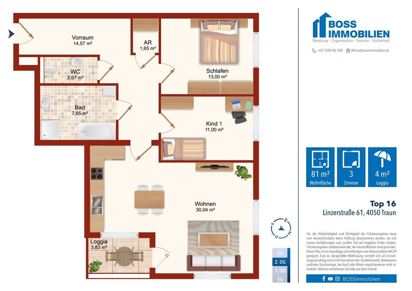 Apartment new build first occupancy near Traun Auen
