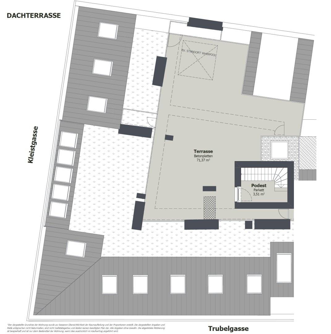 Grundriss TOP 46 - Dachterrasse