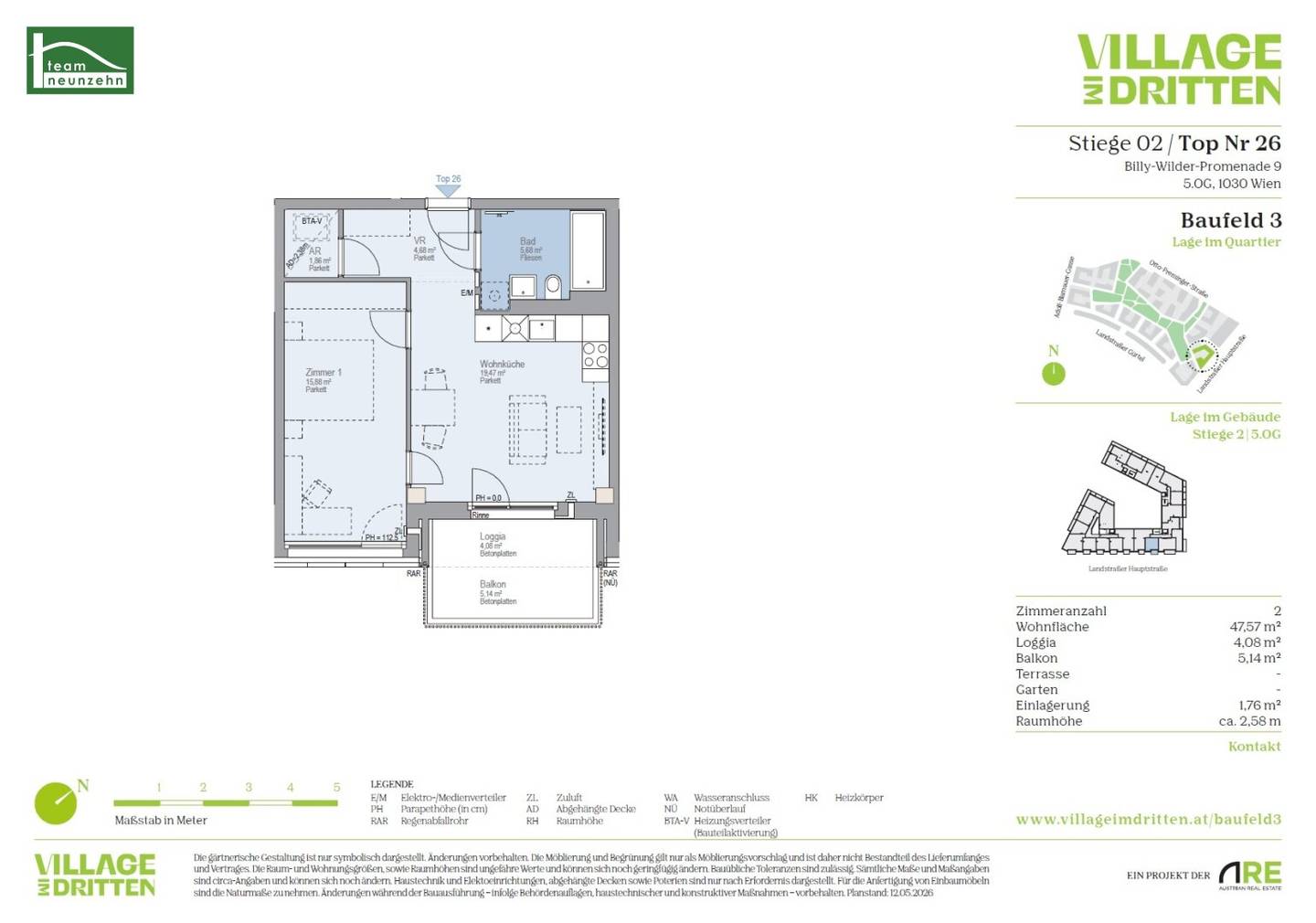 New build apartment with balcony Landstrasser Belt