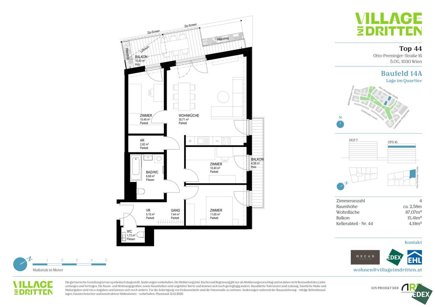 Apartment with two outdoor spaces at Bert Brecht Park