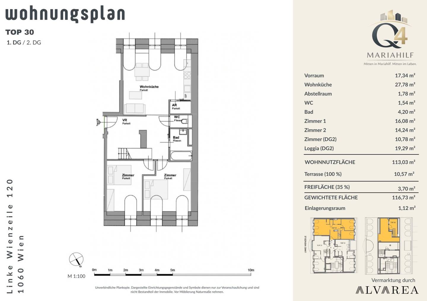 Vienna attic apartment with loggia and terrace