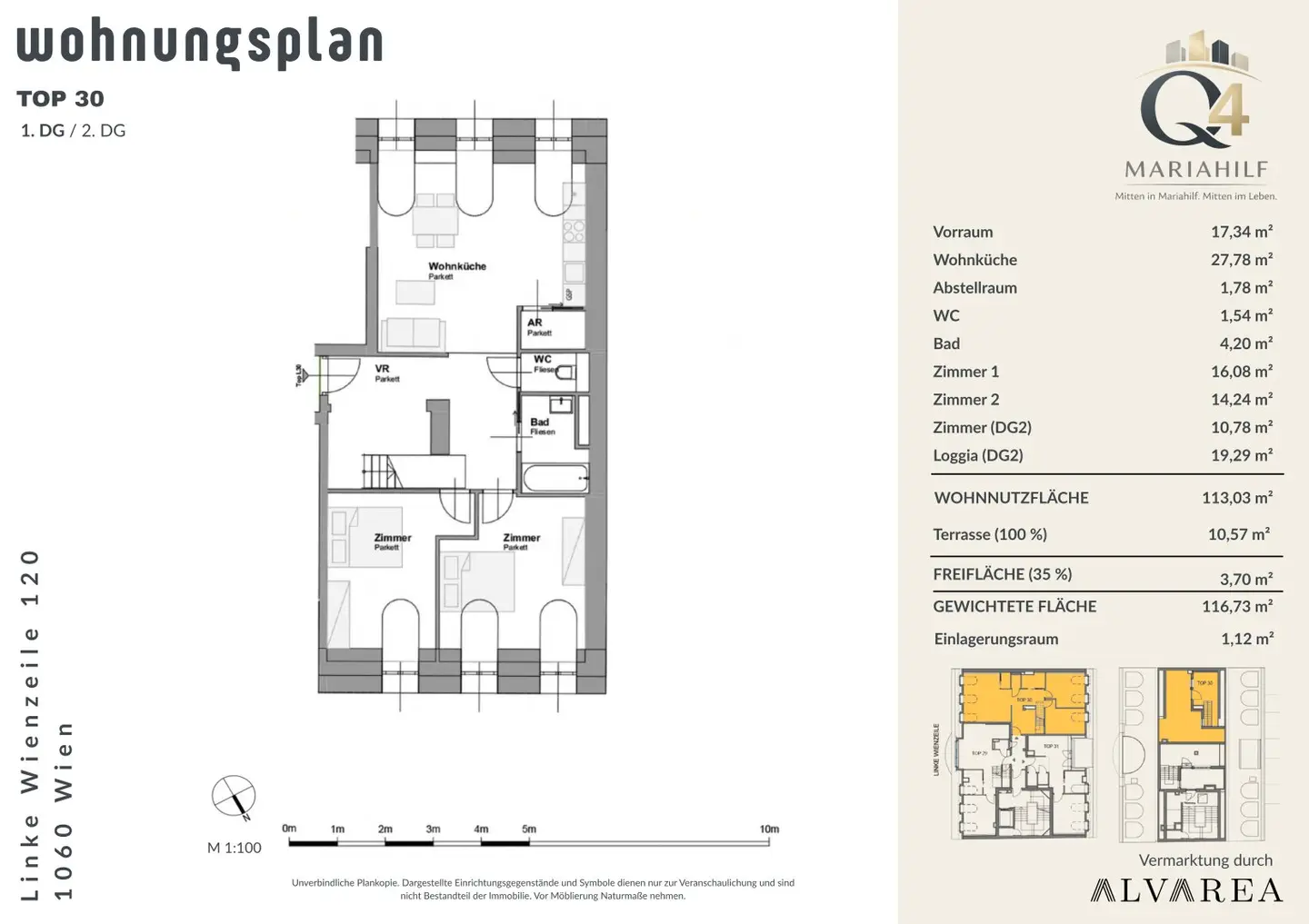 Dachgeschosswohnung Wien mit Loggia und Terrasse