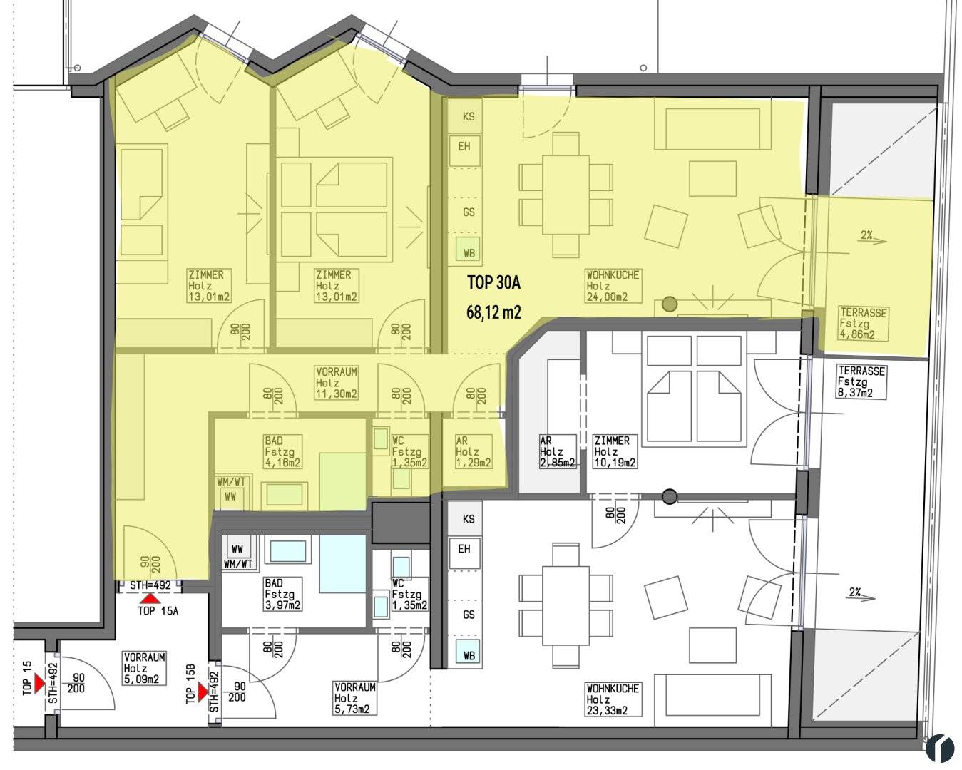 Dachgeschosswohnung im Zentrum von Tulln mit Balkon
