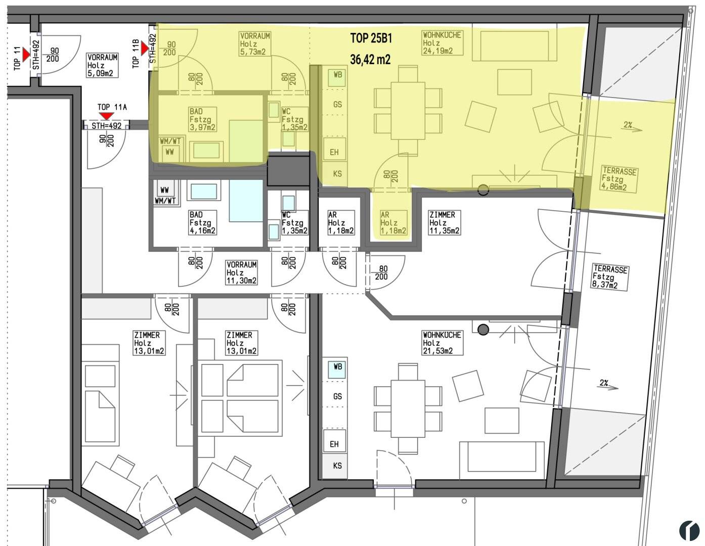 Dachgeschosswohnung hofseitig mit Balkon nahe Zentrum