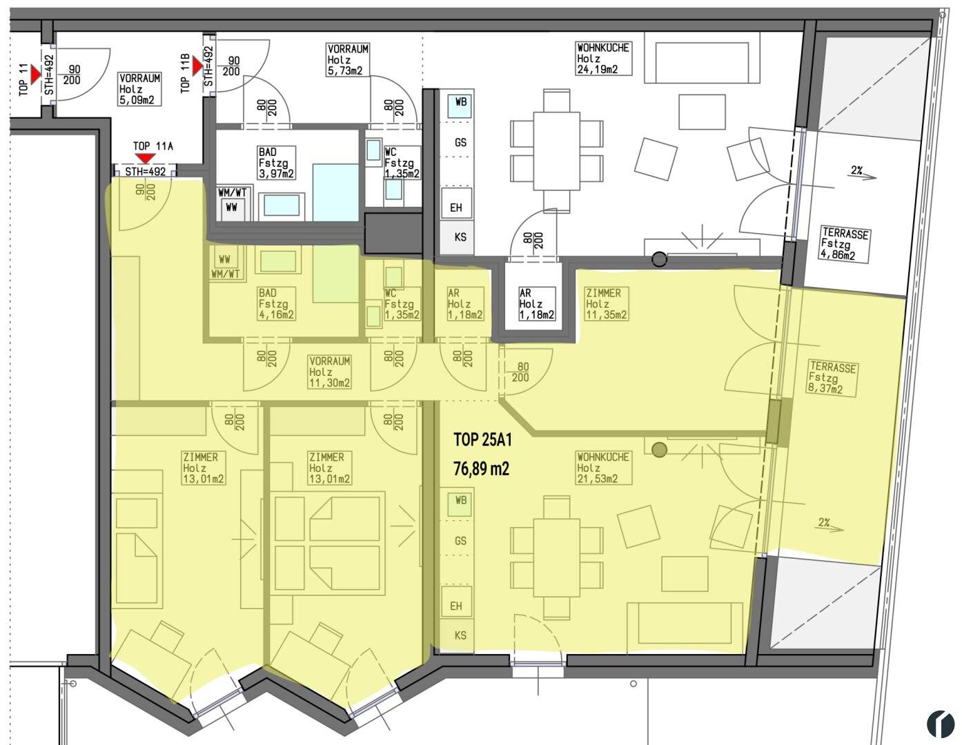 Dachgeschosswohnung hofseitig Balkon nahe Donau