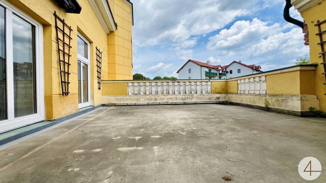 Old building apartment with terrace and green view