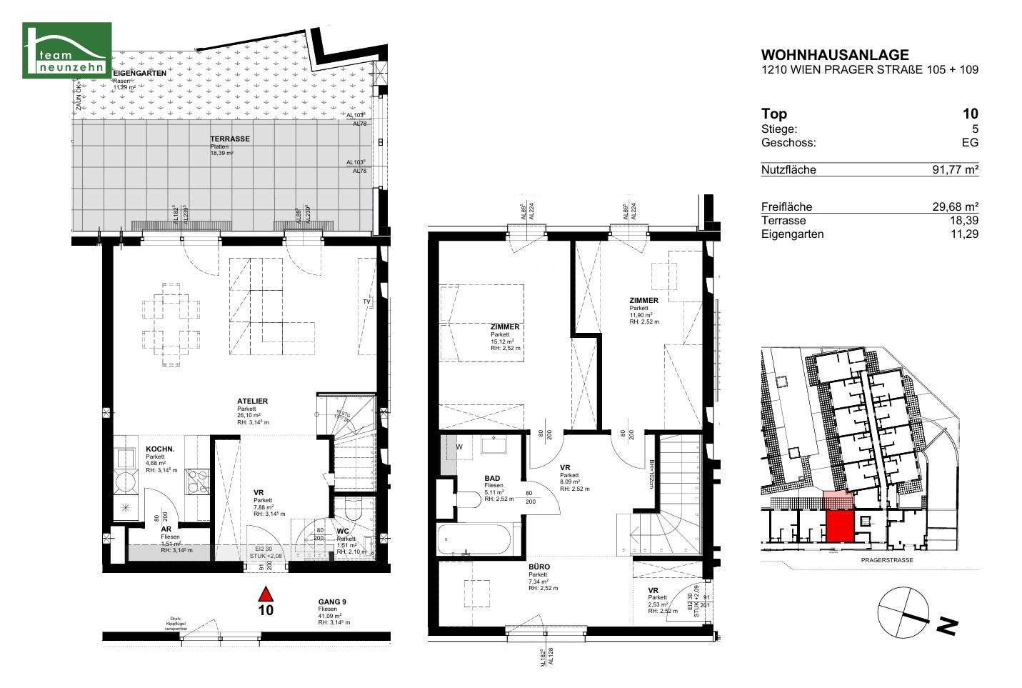 Wohnung Floridsdorf nahe Lorettowiese mit Terrasse