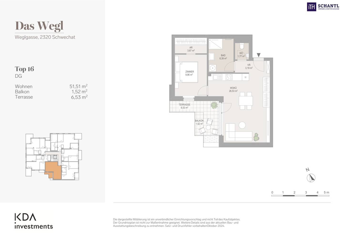 Helle Dachgeschosswohnung mit Balkon und Terrasse