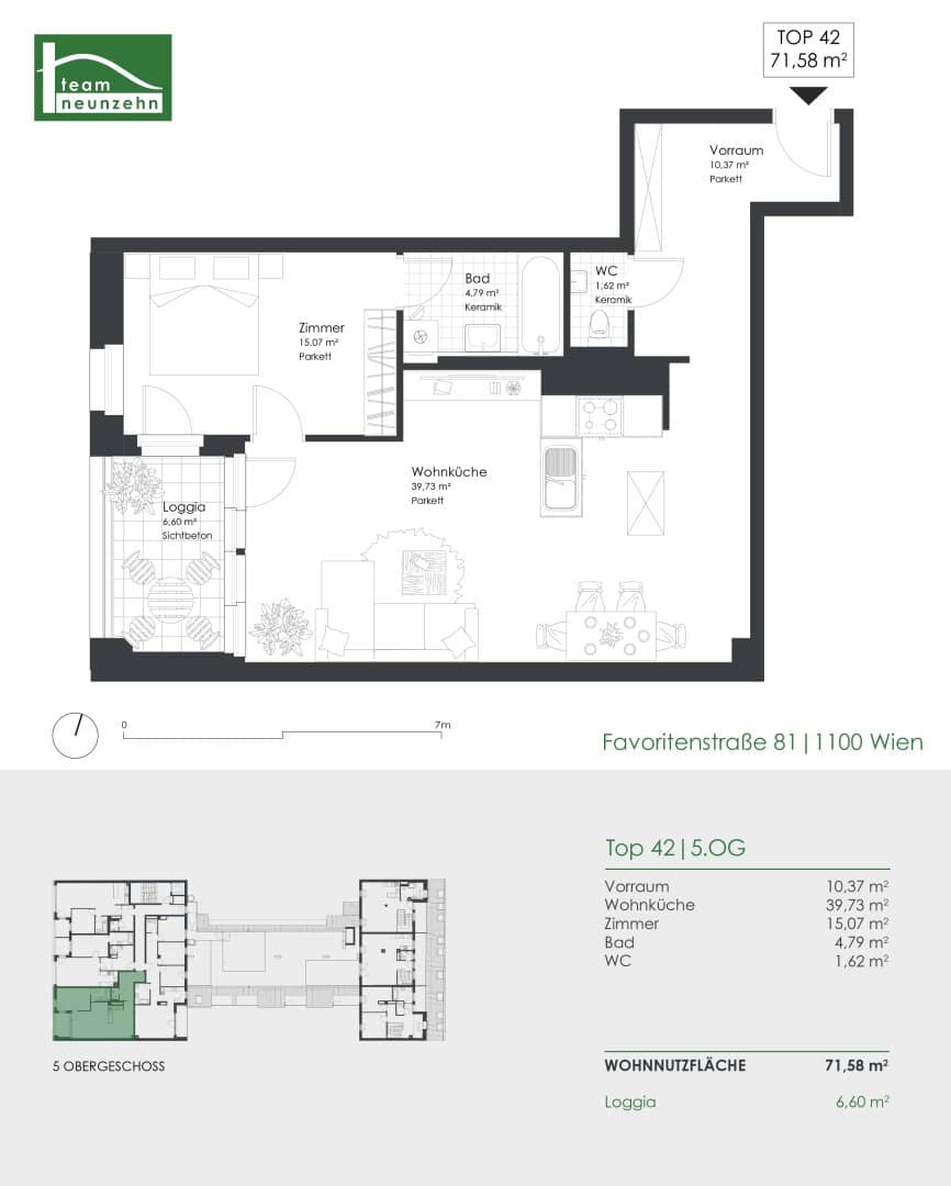 Modern 2-room apartment with loggia and fitted kitchen in Favoriten