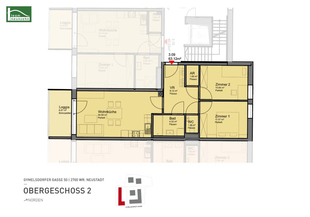 Moderne Neubauwohnung mit Loggia und Parkett in Wiener Neustadt