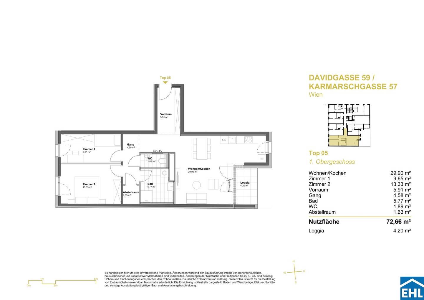 Newly built apartment with loggia and balcony