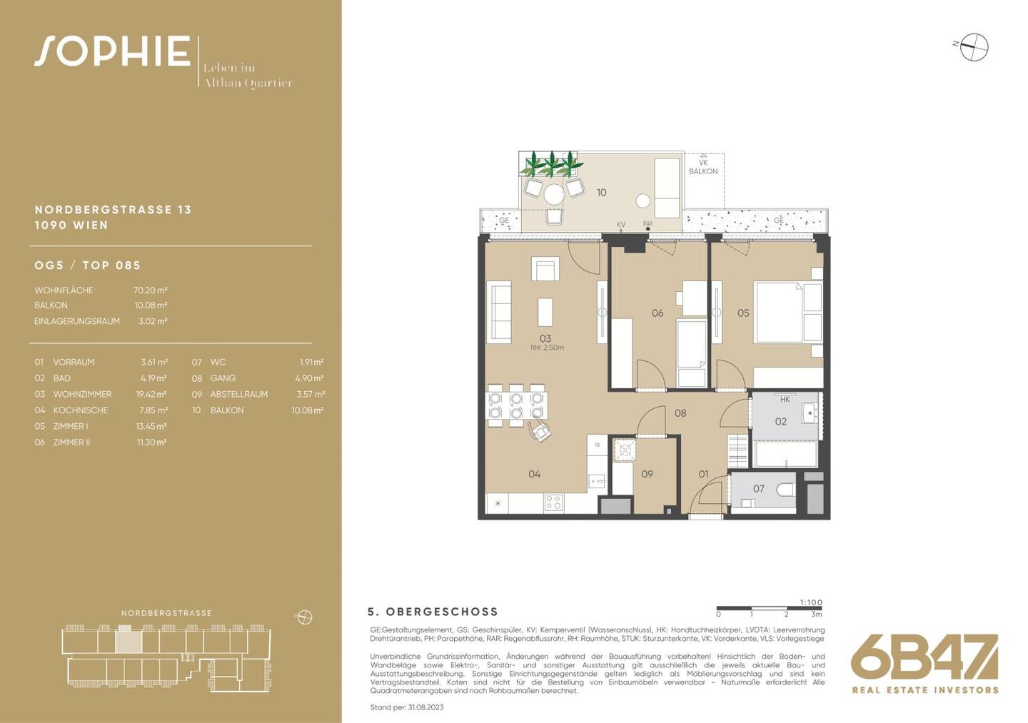 New build apartment with balcony rented until 2029