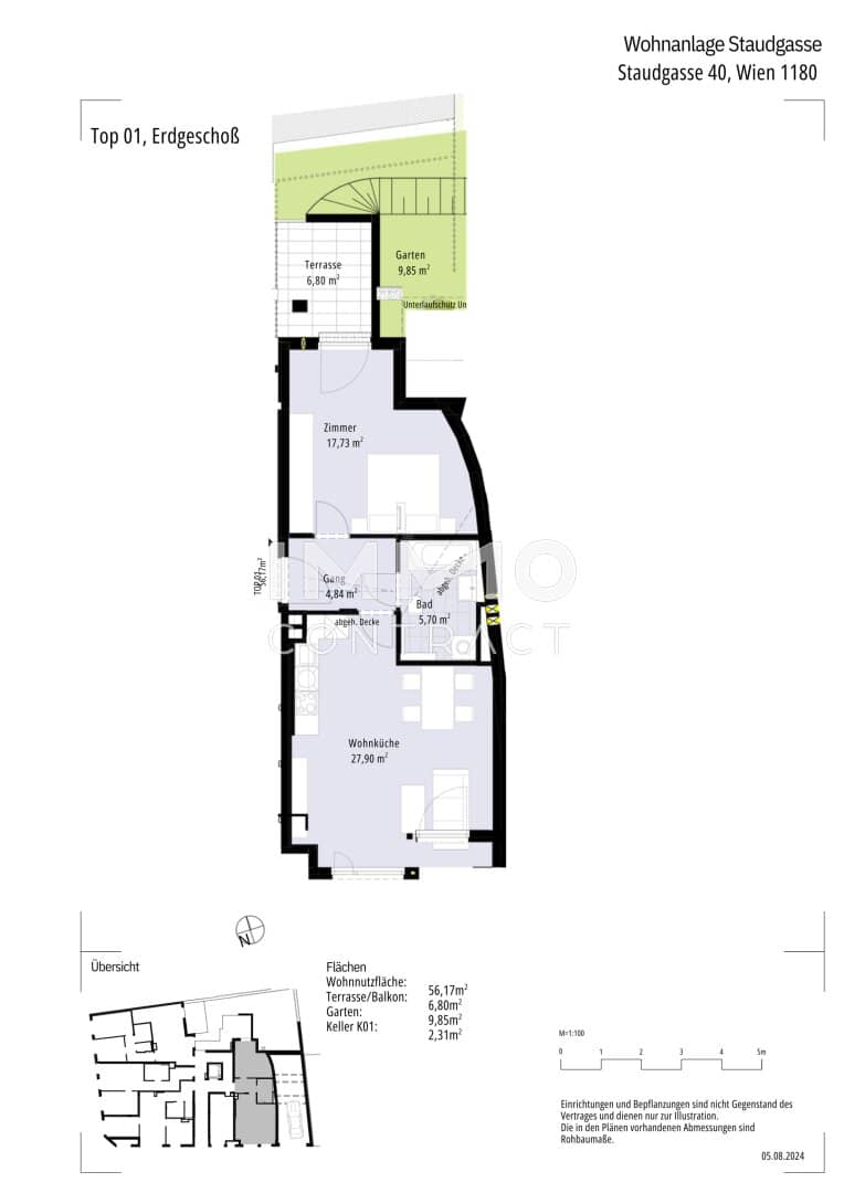 Apartment with garden and terrace near university