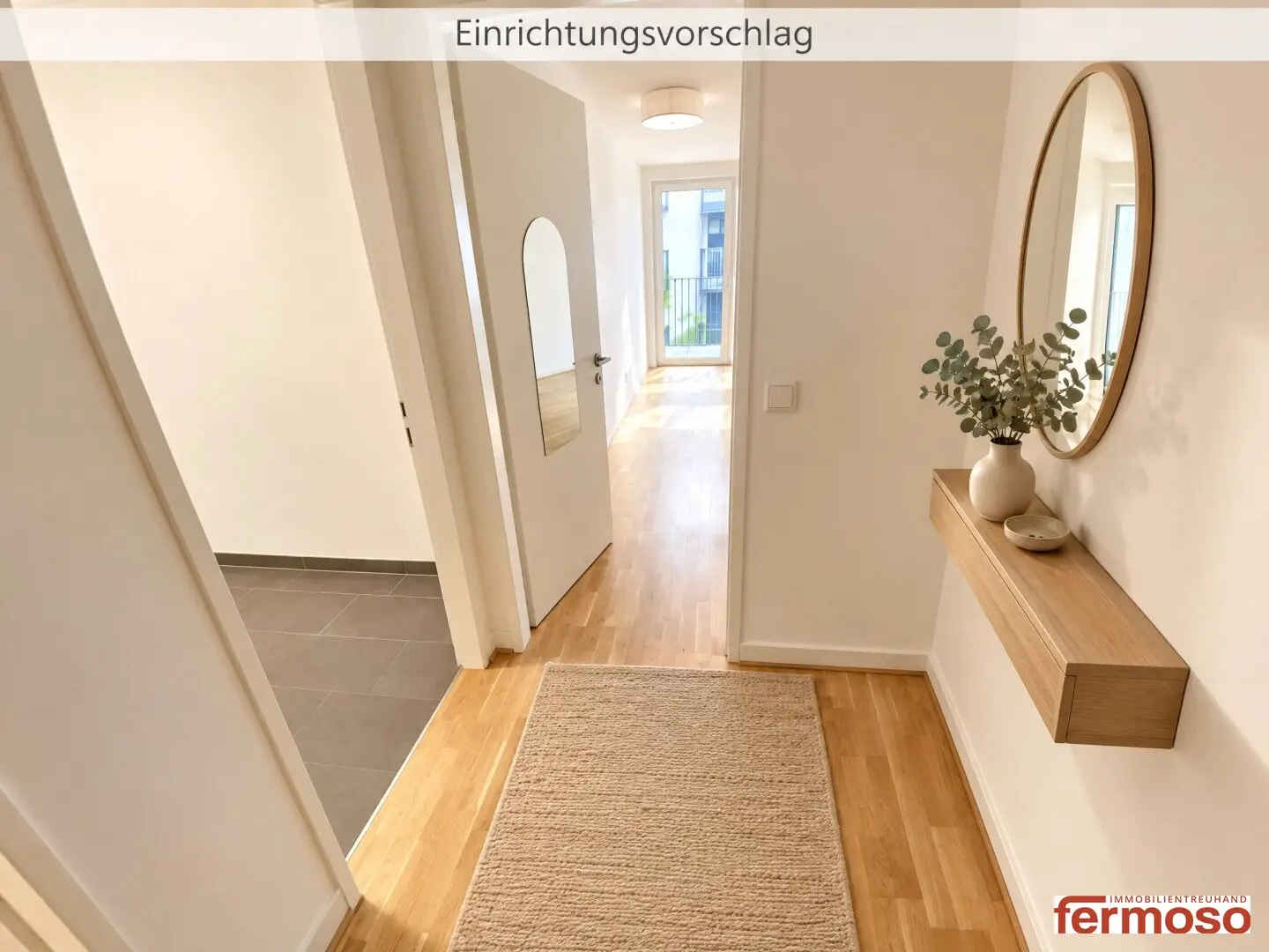 Moderne Wohnung mit Balkon und offener Wohnküche