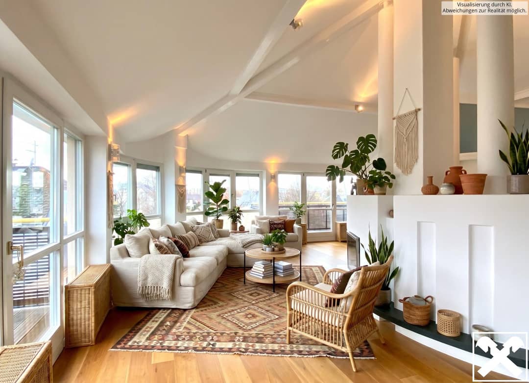 Panoramic view attic apartment with terraces