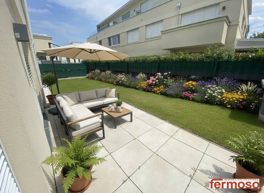 Wohnung mit großer Terrasse und eigenem Garten