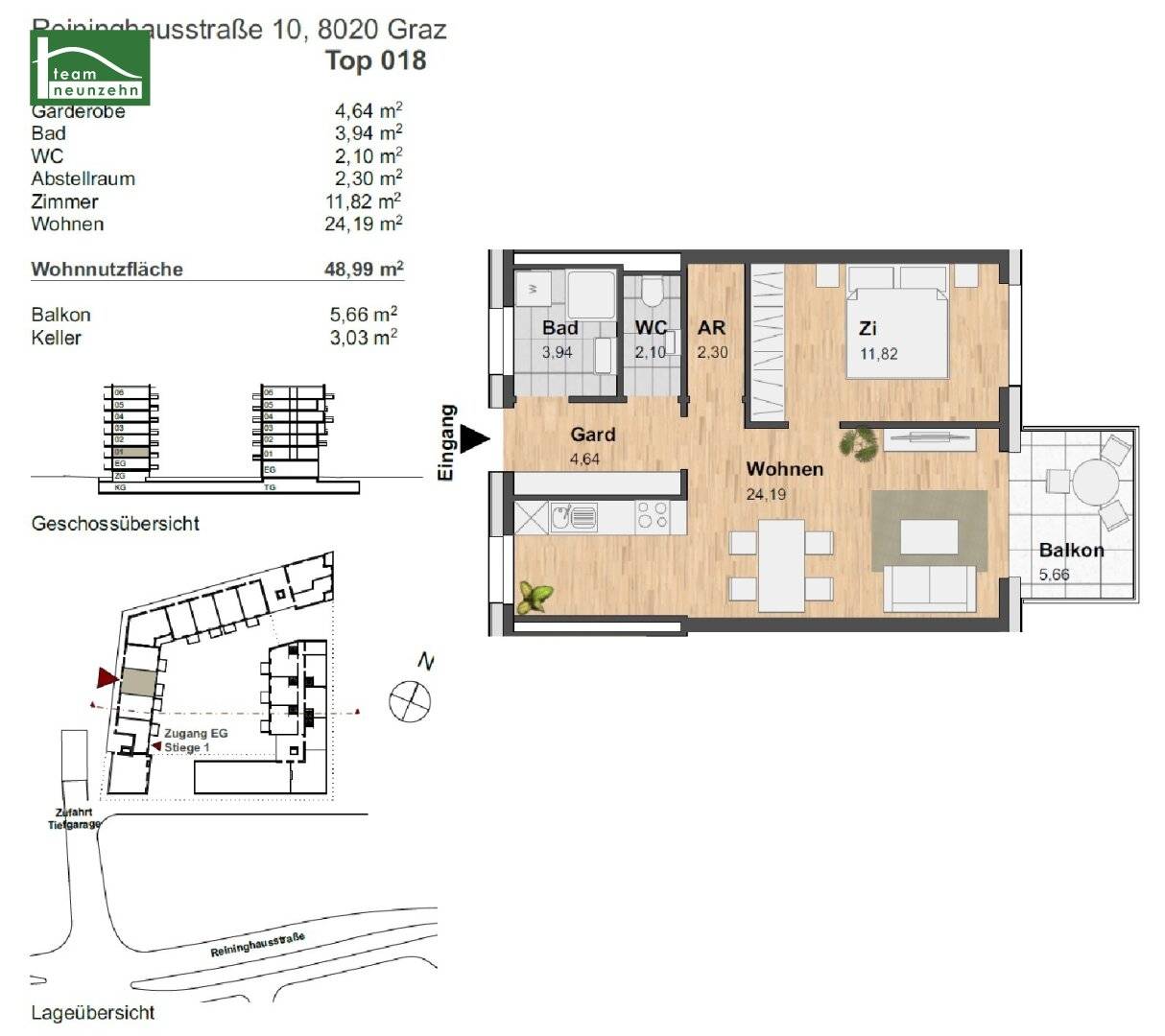 AKTION 1 MONAT MIETZINSFREI! URBAN LIVING - Gut geschnittene 2-Zimmer-Wohnung in Innenhoflage!