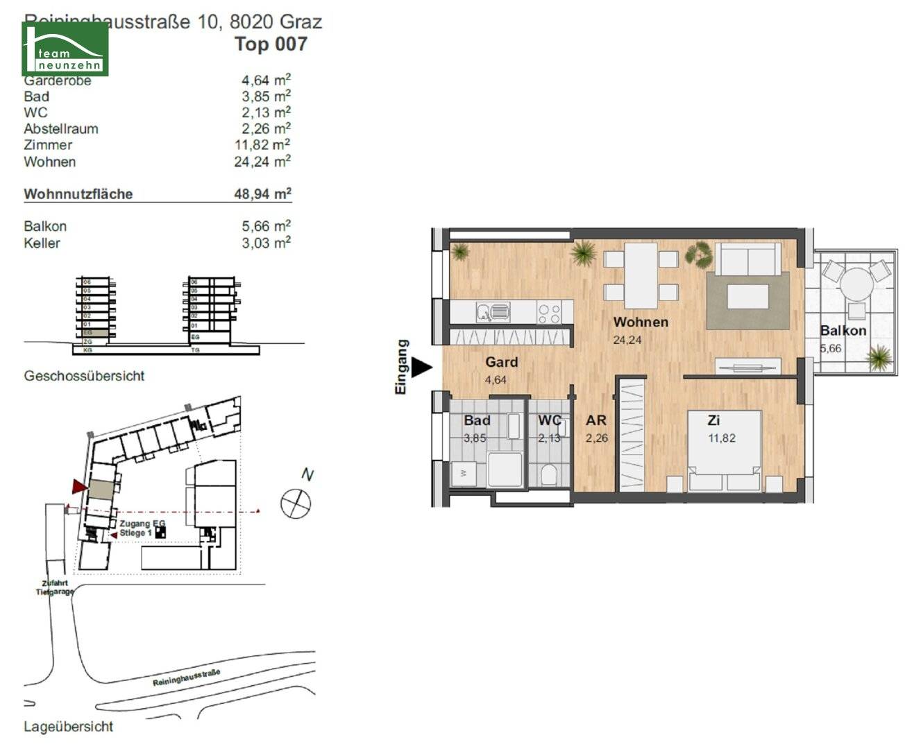 AKTION 1 MONAT MIETZINSFREI! URBAN LIVING - Gut geschnittene 2-Zimmer-Wohnung in Innenhoflage!