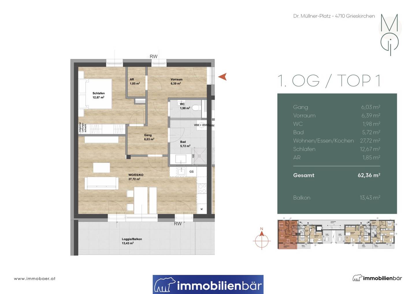 Neubauwohnung mit Balkon und Blick in Zentrumsnähe