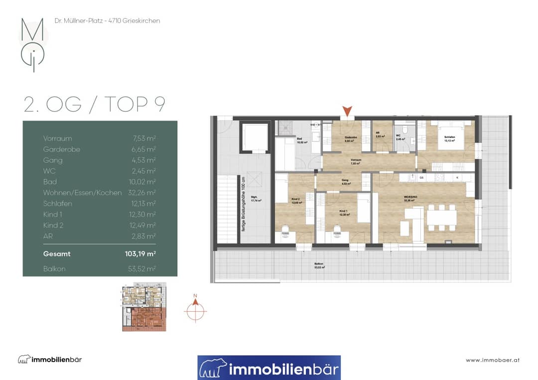 Penthouse in Grieskirchen center with view