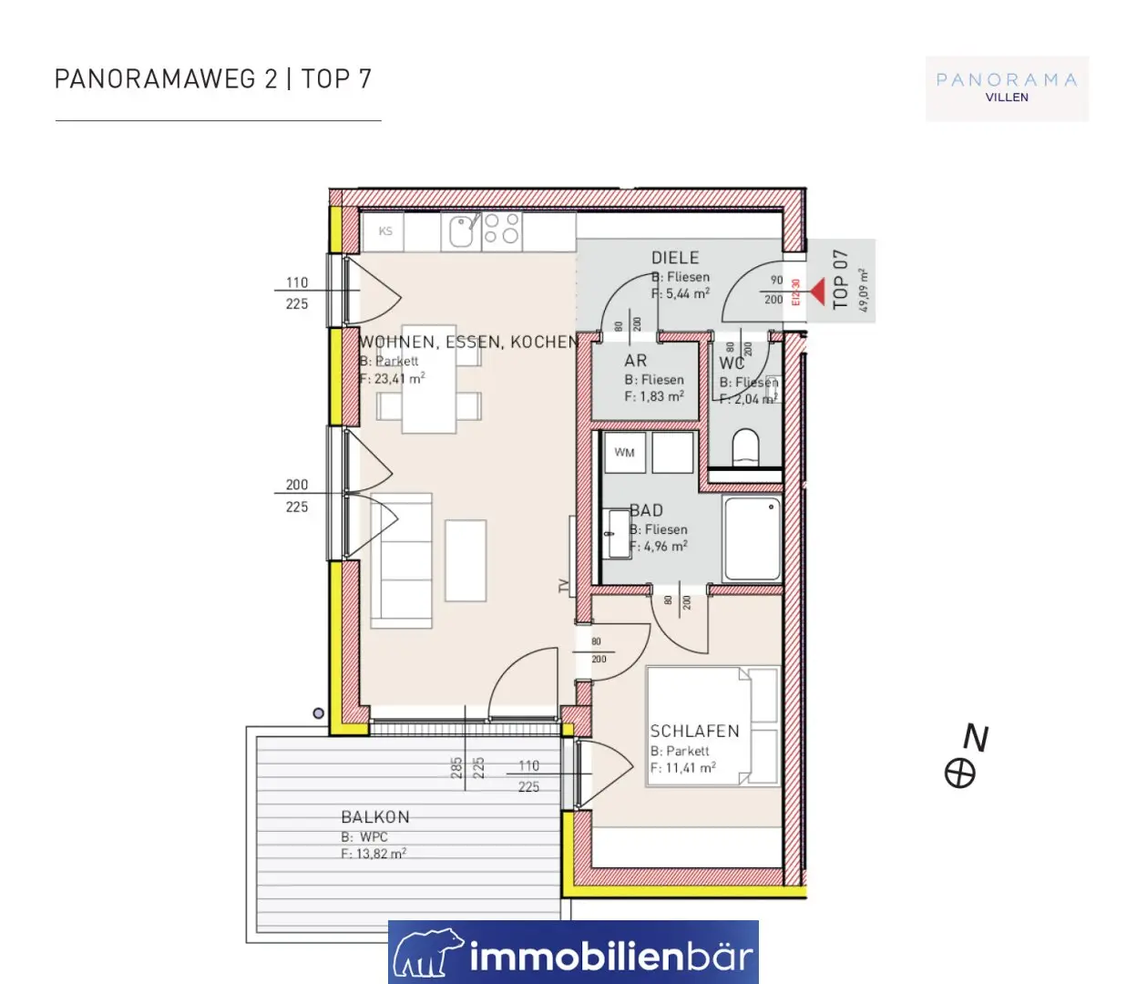 Apartment with south balcony and carport in a new build