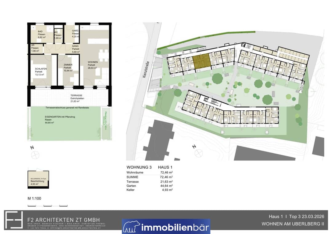 New build apartment with terrace and garden