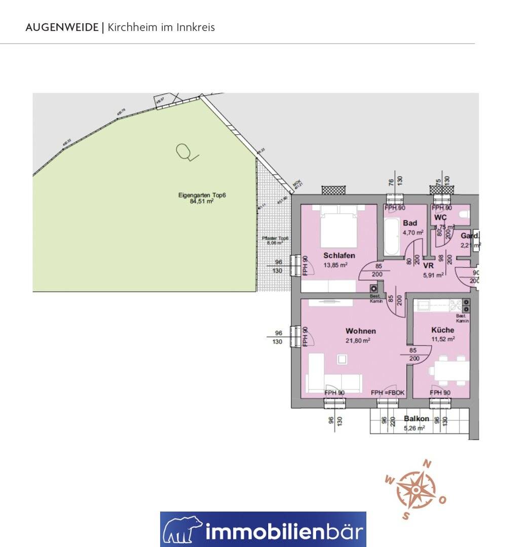 Apartment with private garden and balcony