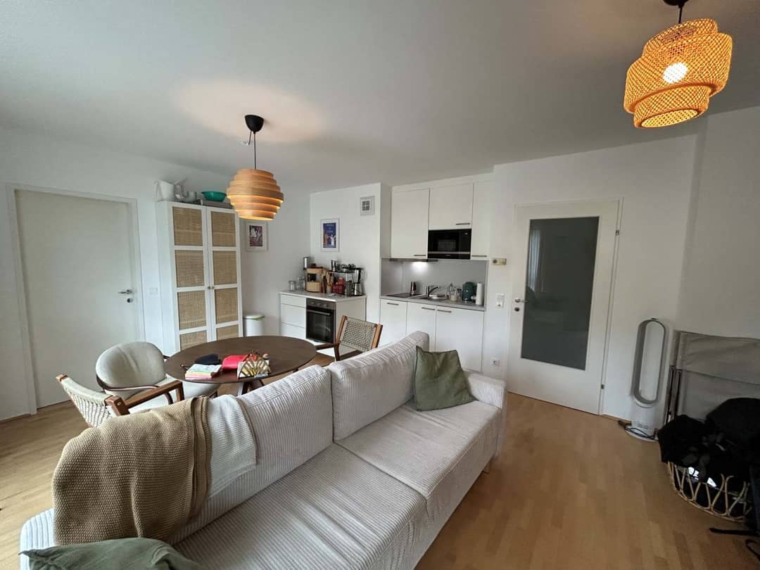 Newly built apartment with balcony and open kitchen