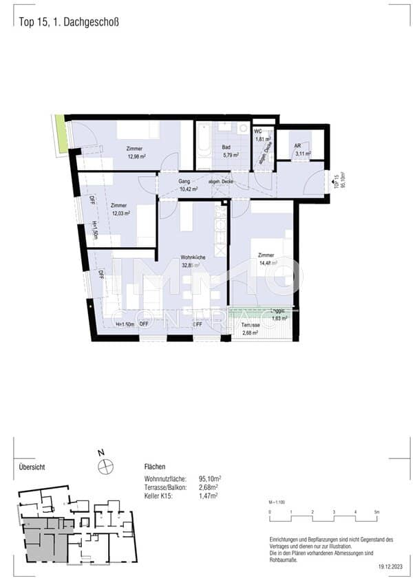 Dachgeschosswohnung mit Terrasse und Tiefgarage im Haus