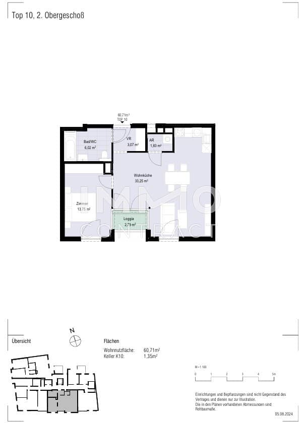 Investor apartment with loggia near AKH new build