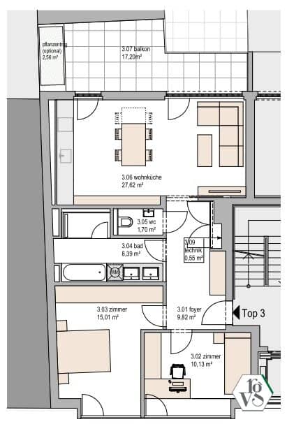 Wohnung mit großer Terrasse beim Brunnenmarkt