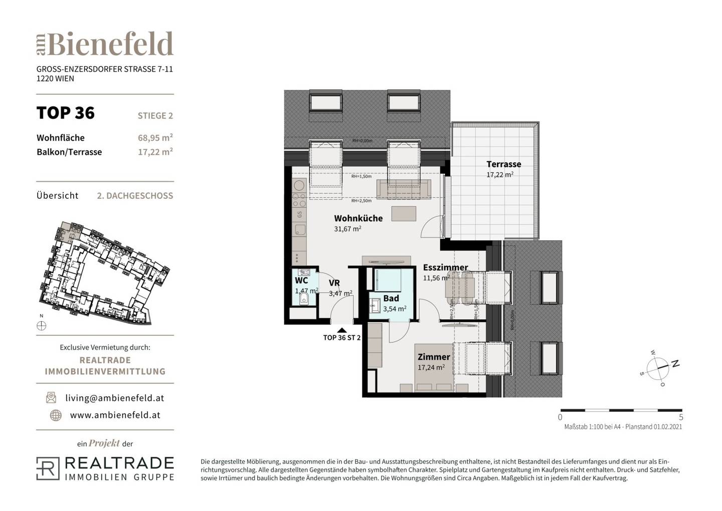 Apartment with a generous terrace on the top floor