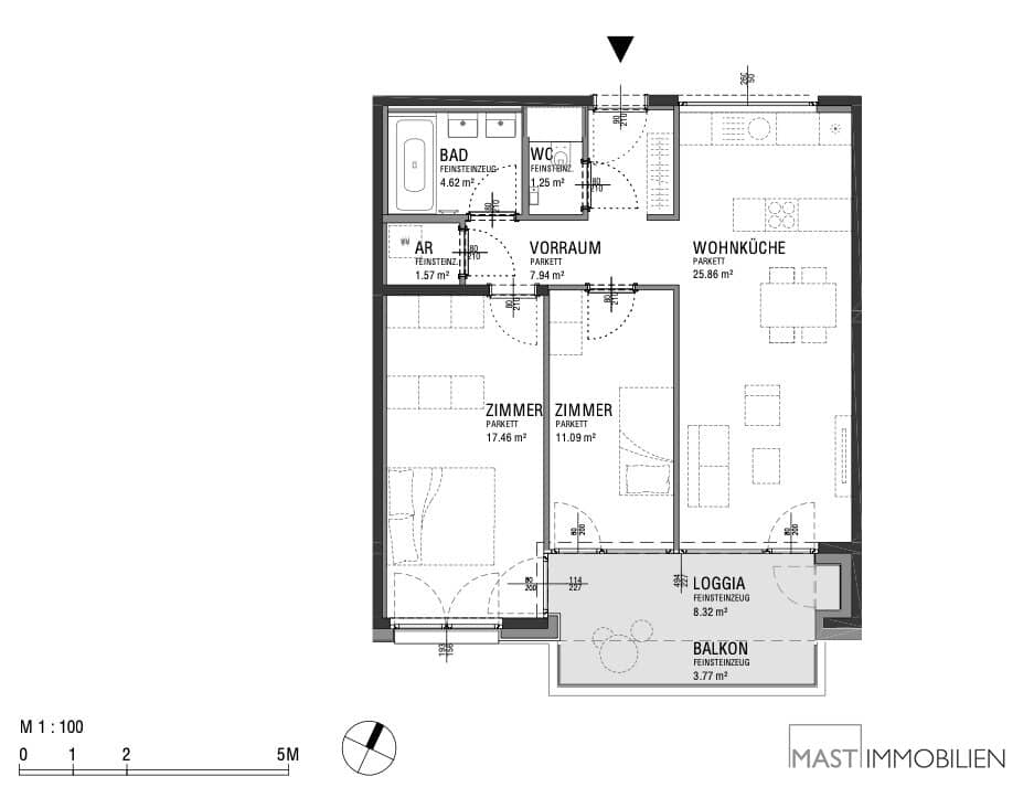Helle Neubauwohnung mit Balkon und Loggia nahe Hauptbahnhof