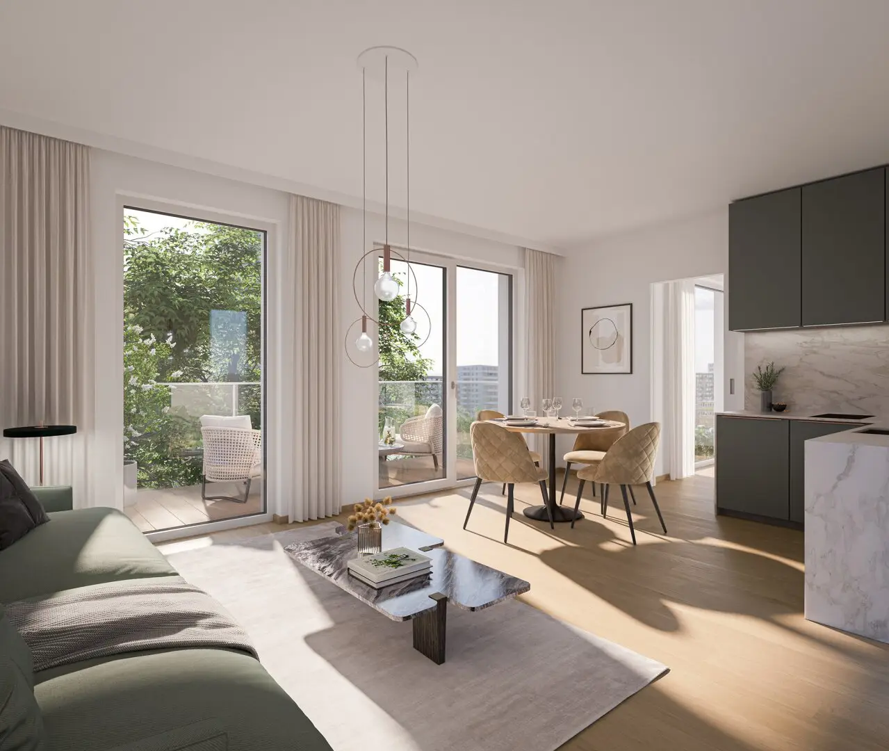Helle Wohnung mit Balkon im Nordbahn-Quartier