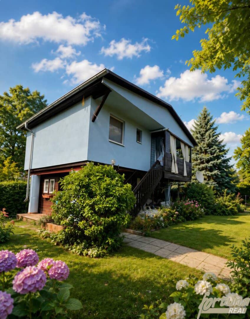Gepflegtes Stelzenhaus mit Terrasse und Garten am Donauufer