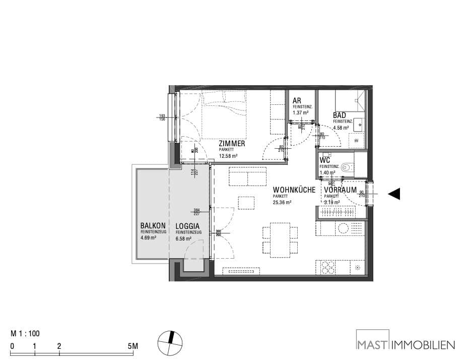 Helle Wohnung mit Balkon und Loggia nahe Hauptbahnhof