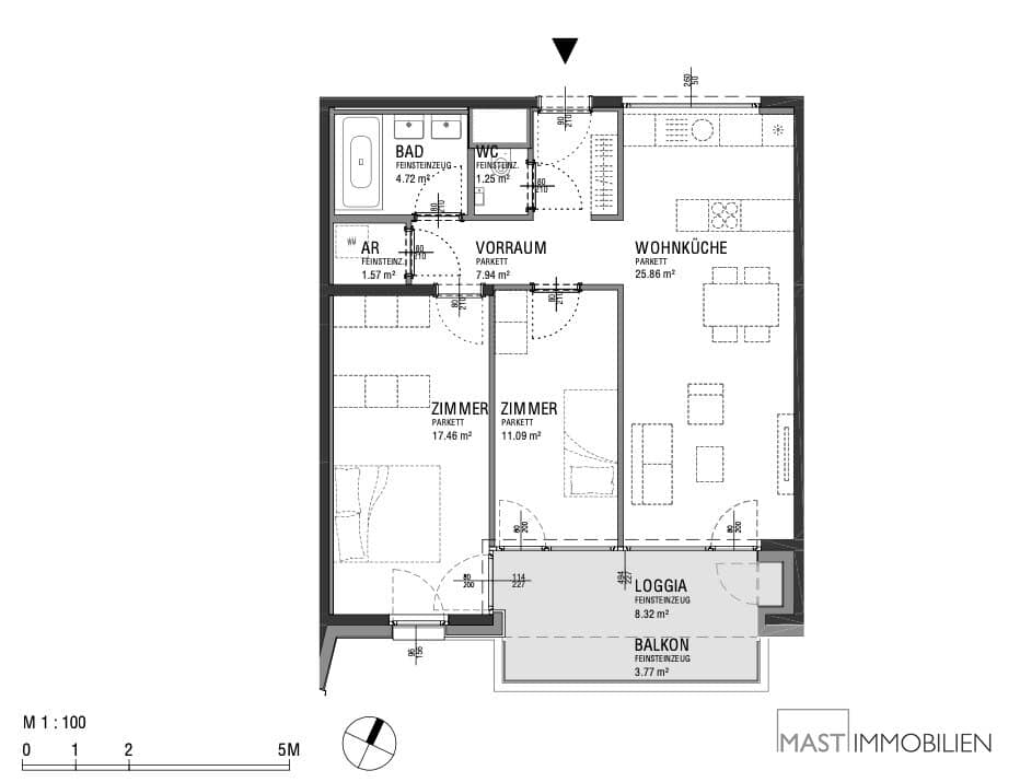 Helle Neubauwohnung mit Loggia und Balkon im 6. Liftstock