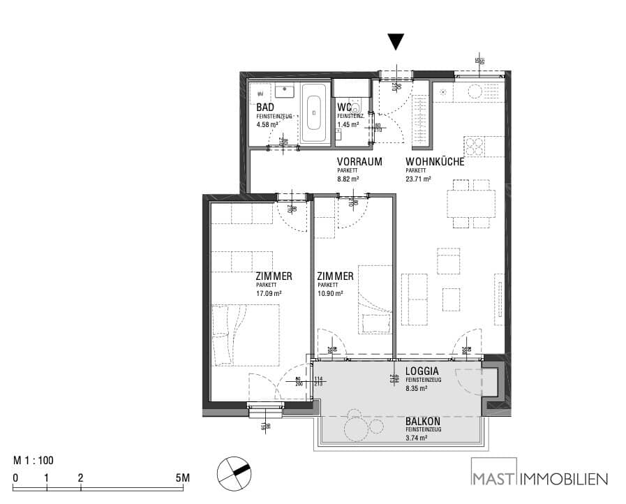 Bright New Build Apartment with Loggia and Balcony near Main Station